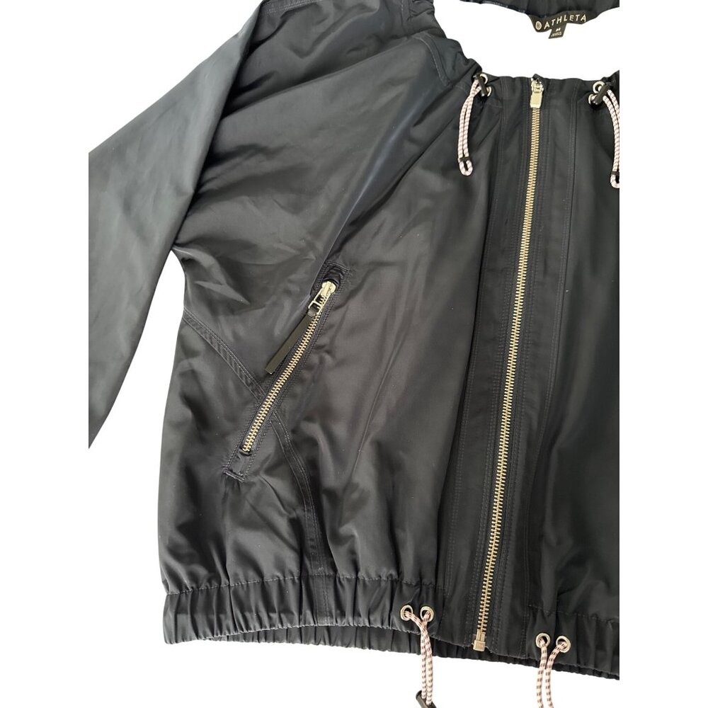 Athleta Chill Bomber Jacket 202074-04 Womens M Navy Captain Lined Zip Drawstring - Picture 10 of 16